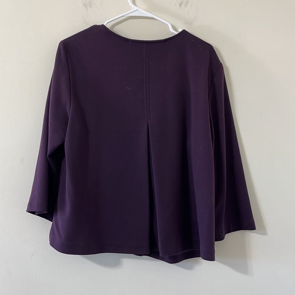 Coldwater Creek Purple Button 3/4 Sleeve Cropped Cape Style Knit Coat Size Large - Picture 7 of 7